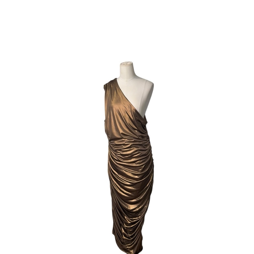 FASHION NOVA Kaelynn Metallic Midi Dress - Bronze - Picture 3 of 7